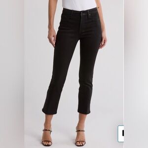 Good American Good Legs Straight Black Coated Jeans